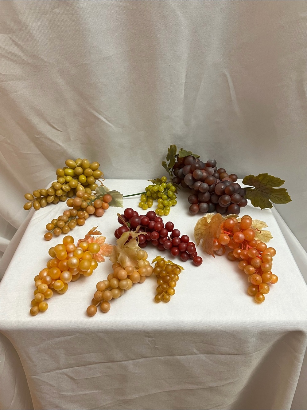 Vintage Faux Grape Clusters Lot Artificial Fruit Kitchen Decor Mixed Colors